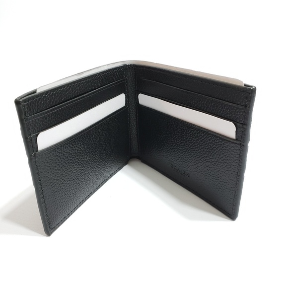 Coach Slim Billfold Wallet Varsity Stripe Black - Picture 7 of 8